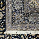 350 x 260cm Hand-Knotted Navy & Cream Kashan Wool Rug - Image 8