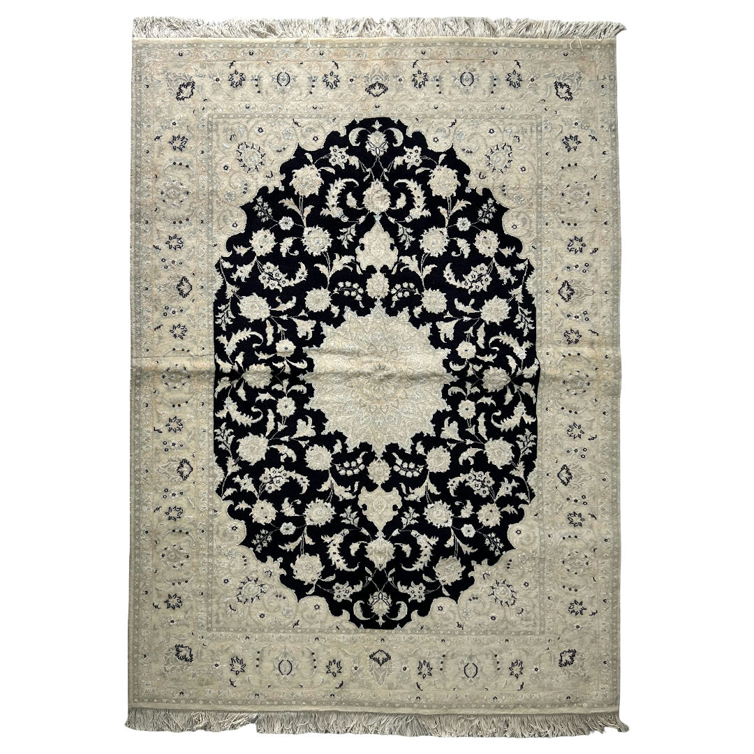 IMG_0487 200cm x 150cm Hand Knotted Persian Nain Nohla – Wool And Silk Rug