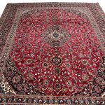 373cm x 293cm Vintage Hand-Knotted Persian Kashan Red Rug
