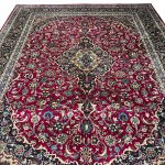 390 x 297cm Hand-Knotted Persian Kashan Cherry Red Rug - Image 2
