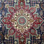 336 x 218cm Hand-Knotted Persian Heriz Geometric Medallion Rug - Image 5