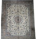 394cm x 294cm Hand-Knotted Floral Persian Kashan Cream Rug