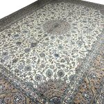 394cm x 294cm Hand-Knotted Floral Persian Kashan Cream Rug - Image 4