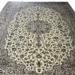 388 x 300cm Hand-Knotted Floral Persian Kashan Cream Rug - Image 2