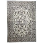 295cm x 194cm Hand-Knotted Floral Persian Kashan Cream Rug