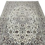 295cm x 194cm Hand-Knotted Floral Persian Kashan Cream Rug - Image 2