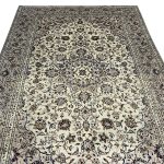 295cm x 194cm Hand-Knotted Floral Persian Kashan Cream Rug - Image 3