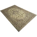 295cm x 194cm Hand-Knotted Floral Persian Kashan Cream Rug - Image 4