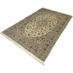 290cm x 193cm Hand-Knotted Floral Persian Kashan Cream Rug - Image 4