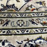 290cm x 193cm Hand-Knotted Floral Persian Kashan Cream Rug - Image 6