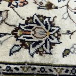 290cm x 193cm Hand-Knotted Floral Persian Kashan Cream Rug - Image 8