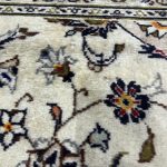 290cm x 193cm Hand-Knotted Floral Persian Kashan Cream Rug - Image 9