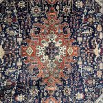 290 x 200cm Hand-Knotted Persian Geometric Navy Tabriz Wool Rug - Image 5