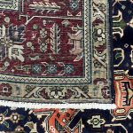 290 x 200cm Hand-Knotted Persian Geometric Navy Tabriz Wool Rug - Image 7