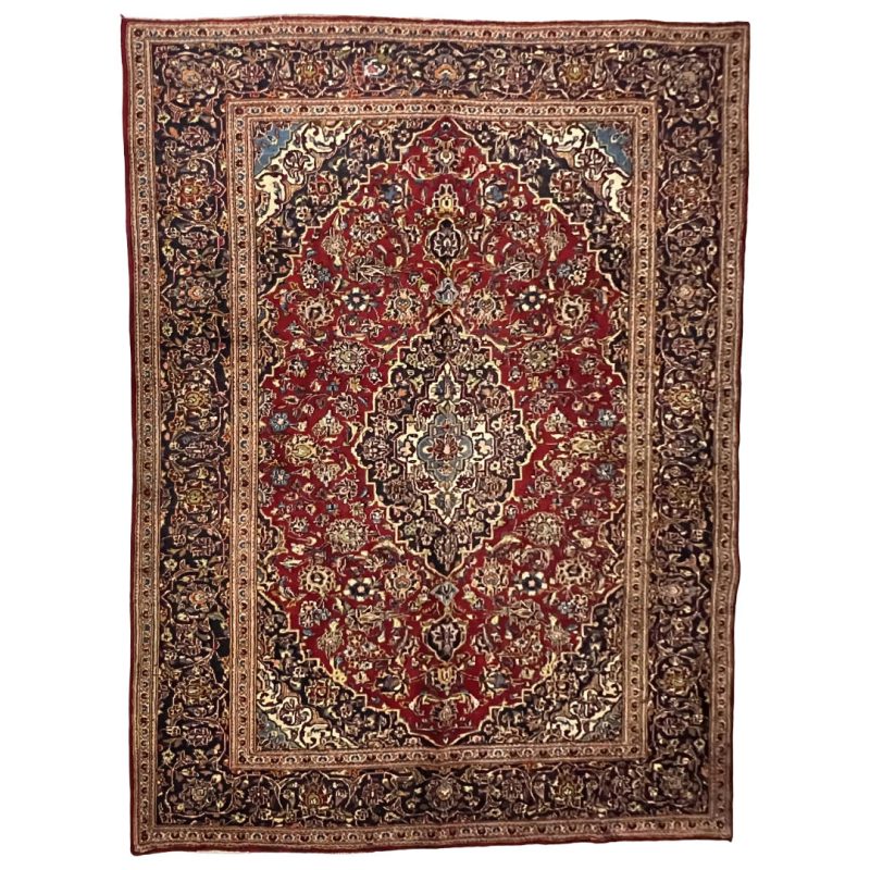 280cm x 200cm Hand-Knotted Persian Floral kashan – Wool Rug