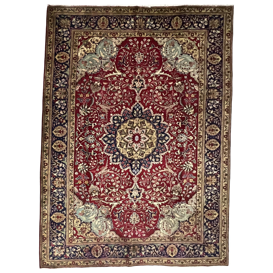 290cm x 200cm Hand-Knotted Persian Floral Mashad – Wool Rug 290cm x 200cm Hand-Knotted Persian Floral Mashad – Wool Rug