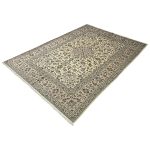 290 x 198cm Hand-Knotted Persian Cream Kashan Wool Rug - Image 4