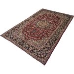 Hand-Knotted Persian Red Floral Mashad Design Rug