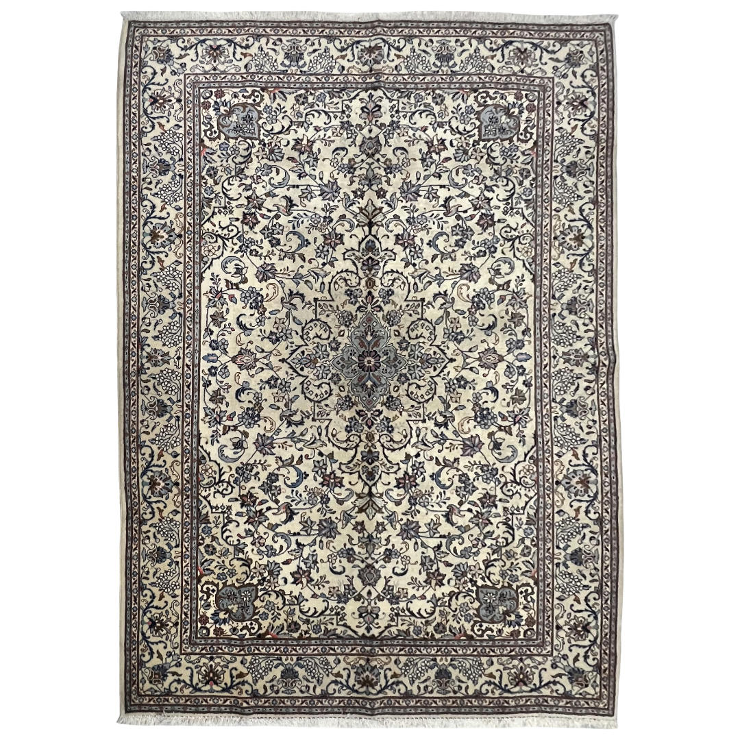 IMG_1333 290 x 197cm Hand-Knotted Persian Floral Cream Kashan Rug - Image 1