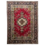 310cm x 208cm Hand-Knotted Persian Red Mashad – Wool Rug
