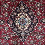 293cm x 200cm Hand-Knotted Persian Kashan Floral Medallion Rug - Image 5