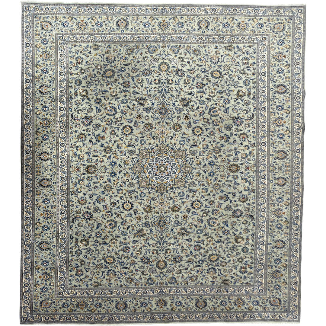 Persian Green Kashan Floral Rug 397cm x 326cm Hand-Knotted Persian Green Kashan Floral Rug