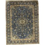 330 x 238cm Vintage Persian Hand Knotted Kashan Royal Blue Wool Rug
