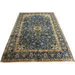 330 x 238cm Vintage Persian Hand Knotted Kashan Royal Blue Wool Rug - Image 2