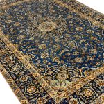 330 x 238cm Vintage Persian Hand Knotted Kashan Royal Blue Wool Rug - Image 5
