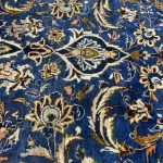 330 x 238cm Vintage Persian Hand Knotted Kashan Royal Blue Wool Rug - Image 6