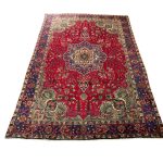 290 x 194cm Classic Hand-Knotted Persian Mashad Rich Red Field Rug
