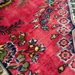 285 x 180cm Vintage Persian Sabzevar Bold Red Field Rug - Image 4