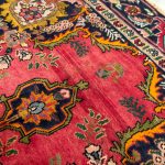 285 x 180cm Vintage Persian Sabzevar Bold Red Field Rug - Image 6
