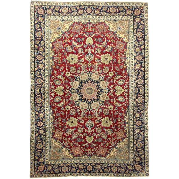 305 x 200cm Hand Knotted Persian Najafabad Rug – Classic Red Medallion Design