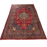 295 x 195cm Vintage Hand Knotted Persian Mashad Classic Red Rug - Image 3