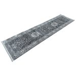 300 x 80cm Persian Kashan Medallion Design Grey Runner Rug - Image 2