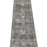 300 x 80cm Turkish Vintage Machine Made Runner Rug – Warm Taupe Lozenge Medallions