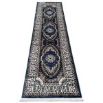 300 x 80cm Persian Mashad Design Blue Runner Rug