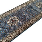 300 x 80cm Persian Blue Kashan Design Runner Rug - Image 5