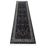 300 x 80cm Persian All Over Kashan Design Navy Runner Rug