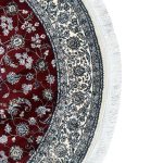 150 x 150cm Persian Red Nain Design Fine Quality Machine Made Round Rug - Image 3
