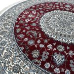 150 x 150cm Persian Red Nain Design Fine Quality Machine Made Round Rug - Image 6