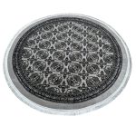 150 x 150cm Grey Bokhara Design Machine Made Round Rug - Image 2