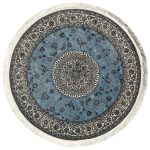 150 x 150cm Persian Blue Nain Design Fine Quality Machine Made Round Rug