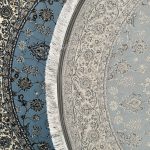 150 x 150cm Persian Blue Nain Design Fine Quality Machine Made Round Rug - Image 7