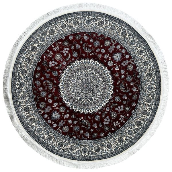 150 x 150cm Persian Red Nain Design Fine Quality Machine Made Round Rug