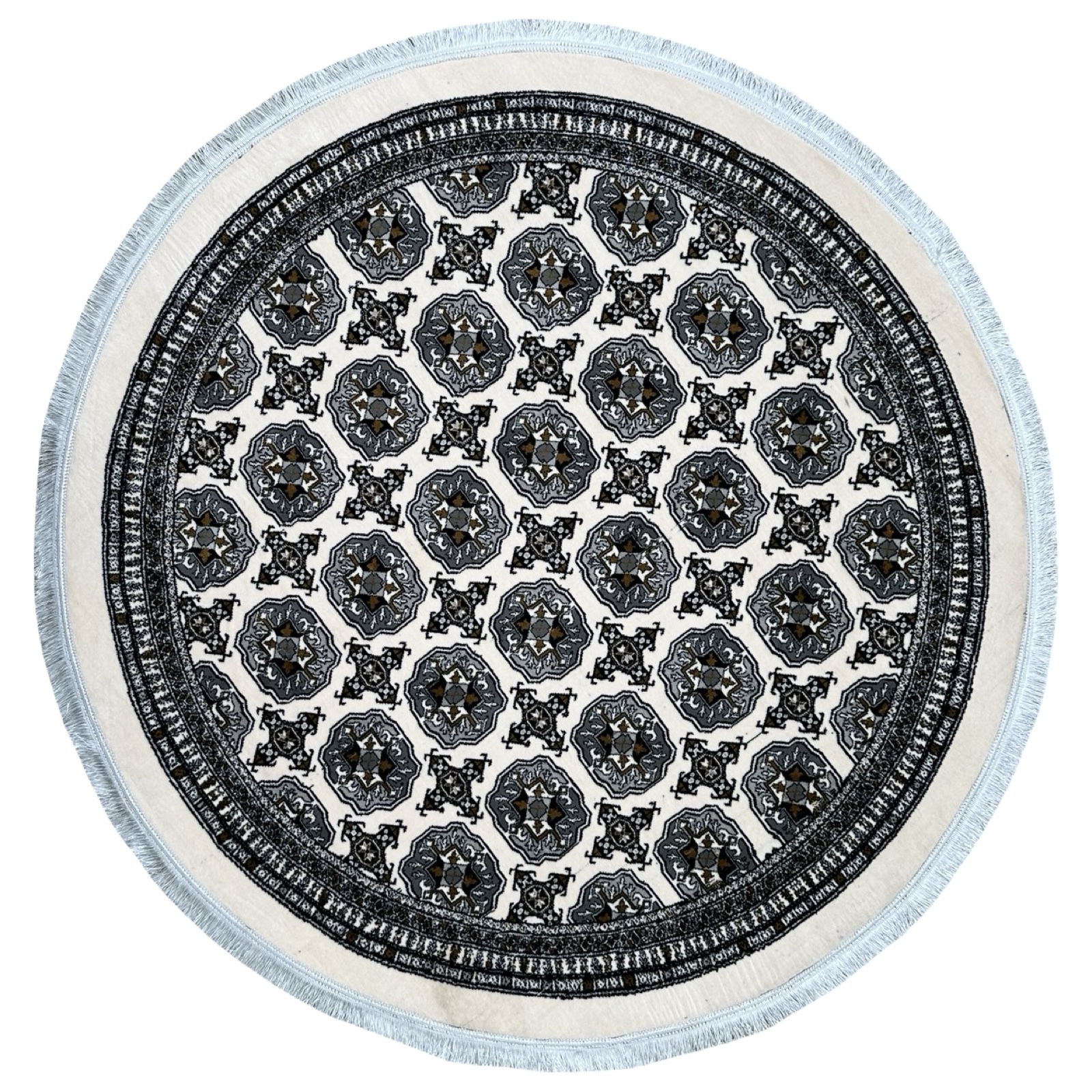 hahzjxnbsnsnsbdbxn_15 150 x 150cm Cream Bokhara Design Machine Made Round Rug - Image 1