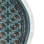 150 x 150cm Blue Bokhara Design Machine Made Round Rug - Image 3