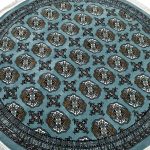 150 x 150cm Blue Bokhara Design Machine Made Round Rug - Image 4