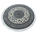150 x 150 cm Persian High Quality Cream Nain Medallion Design Round Rug - Image 2